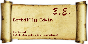 Borbély Edvin névjegykártya